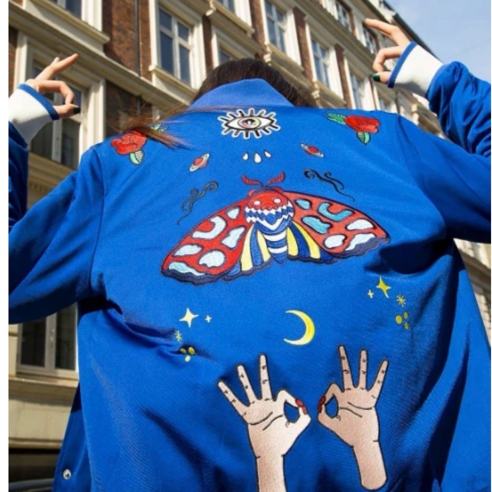 Adidas Embellished Arts Embroidered Bomber Jacket SUPER RARE Small - Picture 3 of 6
